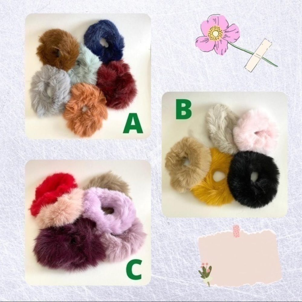 Woman | Furry Hair Ties | Set of 6